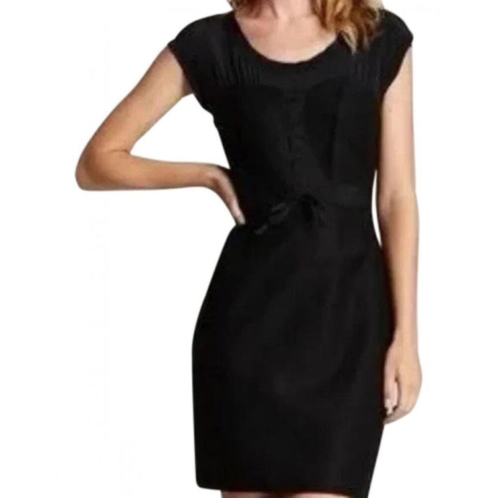 ✨Rebecca Taylor Black Bustier Lace Me Up Silk Linen Mini Sz 4 Dress✨
